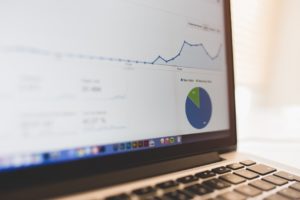 an image of a computer screen with Google algorithm SEO graphs on the screen